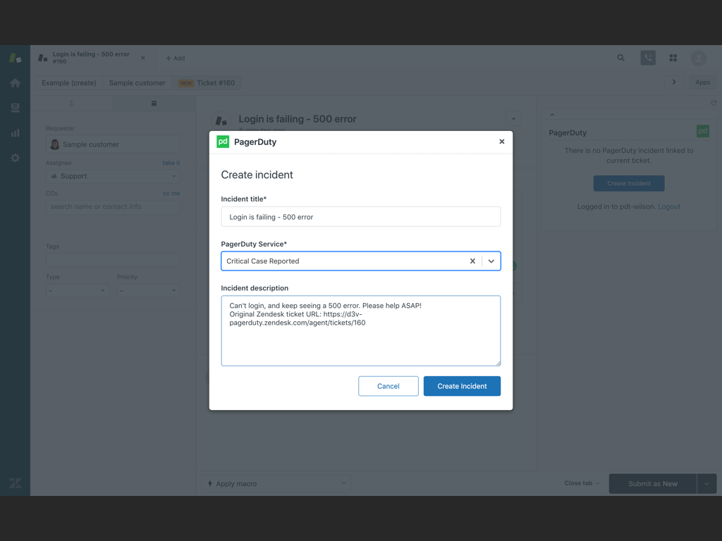 PagerDuty App Integration with Zendesk Support
